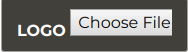 Um retângulo com a palavra 'logo' e ao lado a palavra 'choose file' dentro de outro retângulo.