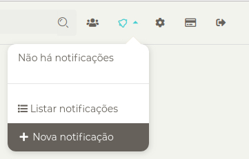 Um dropdown de opções com listar notificações e criar nova notificação